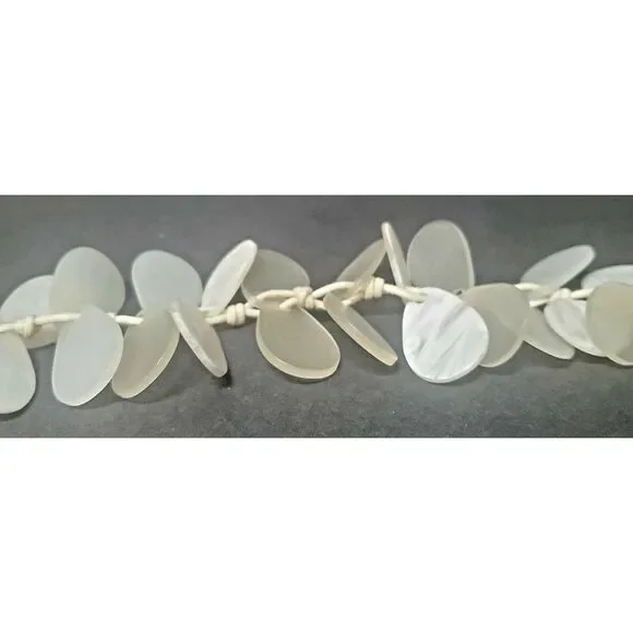 CHICOS Necklace & Bracelet Set Resin White Seaglass Drops w/ Cording White Beads - Picture 8 of 10